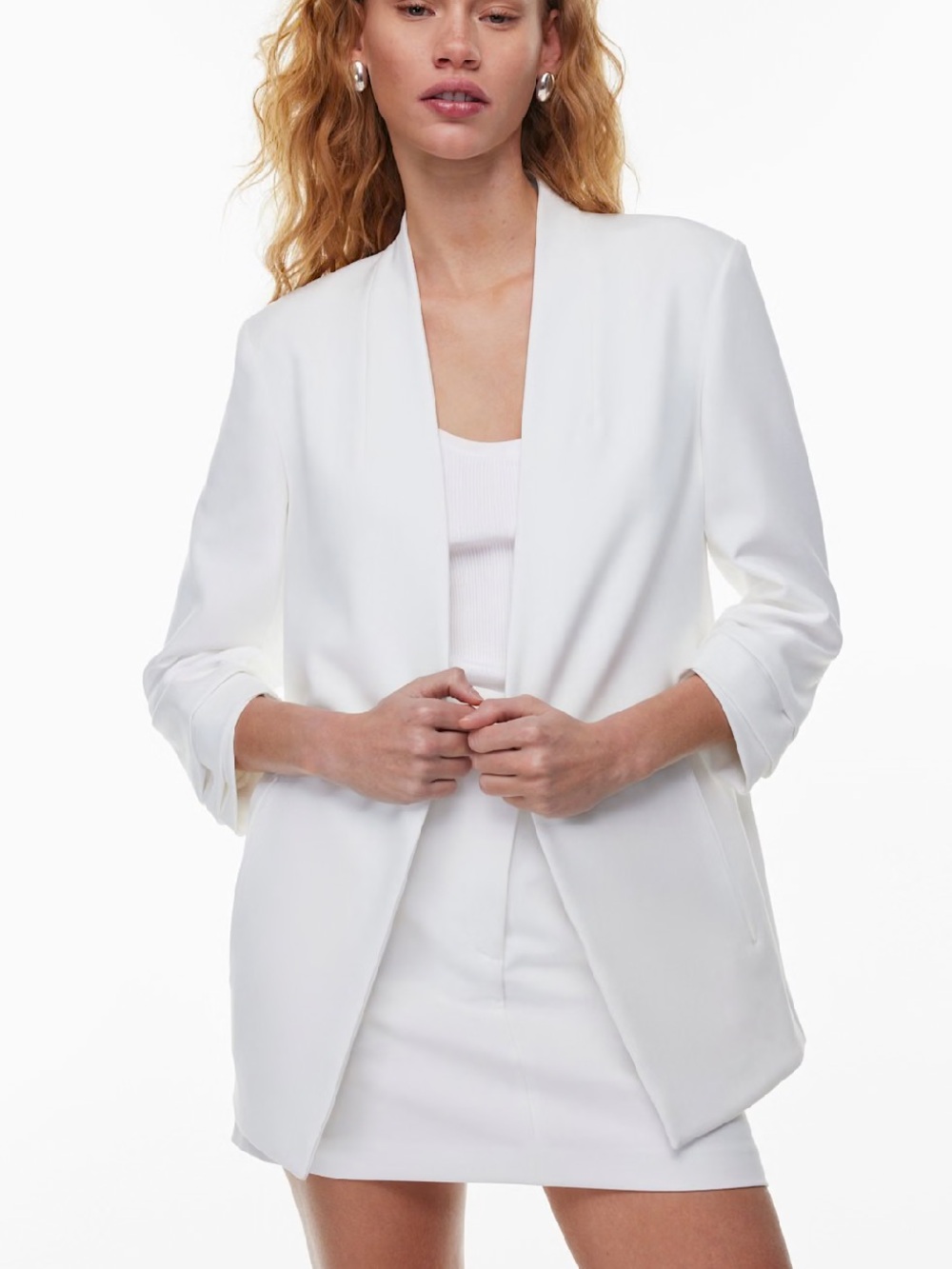 Babaton New Power Blazer Top White 10